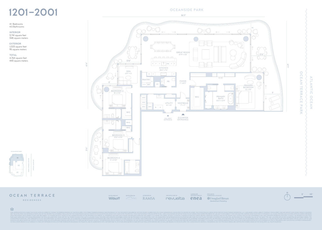 Ocean Terrace Residence Miami Beach - Floor Plans 4 bedrooms 4.5 bathroom