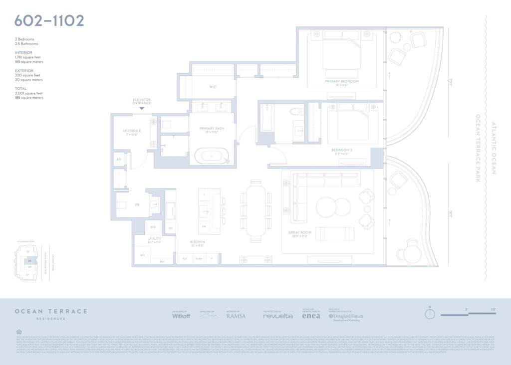 Ocean Terrace Residence Miami Beach - Floor Plans 2 bedrooms 2.5 bathroom